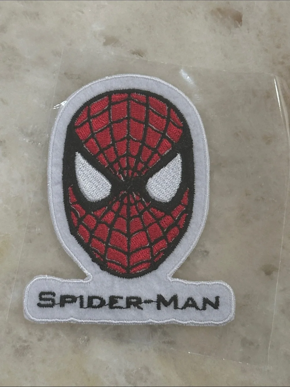 Spiderman Red and White Embroidered Face Patch